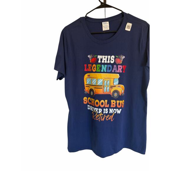 Port & Company Women's XL Blue School Bus Driver Short Sleeve Crew Neck T-Shirt - Picture 3 of 11